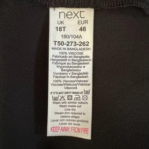 next Black Long Puff Ballon Sleeve Elastic Smocked Cuff Midi Dress Plus Size 14 - Picture 11 of 12